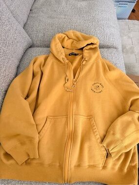 Perfect Worn-In Mustard Yellow Zip-Up Hooded Sweatshirt